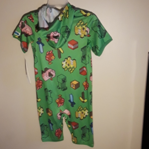 Minecraft green onesie hood shorts No Offer - Picture 3 of 6